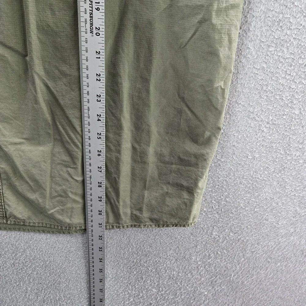 Eddie Bauer Men Button Up Shirt XL Green Ripstop Utility Safari Outdoor READ
